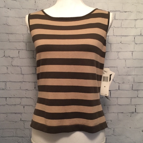 Jones New York Striped Knit Tank Size Medium - Picture 1 of 8